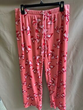 Pink Bow-Print Pajama Pants